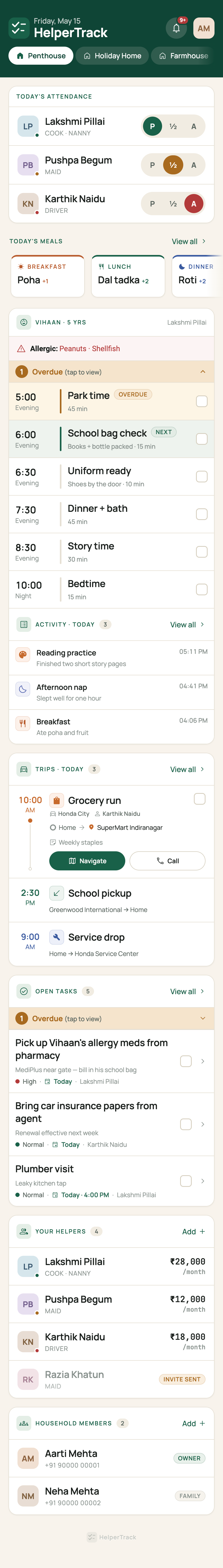 HelperTrack dashboard
